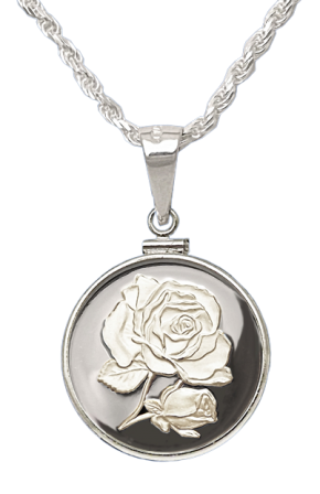 Sterling Silver Rose Medallion Necklace – Mirror Proof Blooming Rose