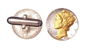 Mercury Dime Coin Cuff Links – 24KT Gold & Pure Silver Highlights
