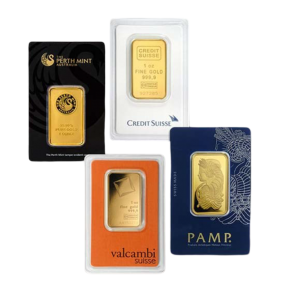 1 oz Gold Bar – Brand Name (with Assay Card)