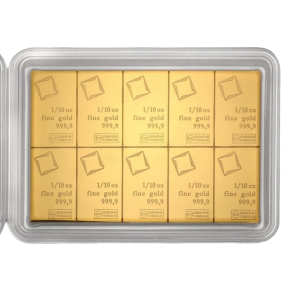 Valcambi 1 oz Gold CombiBar™ (10 × 1/10 oz) – in Assay Card