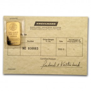 Engelhard 1 oz Gold Bar (Vintage • in Assay)