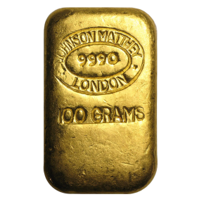100 g Gold Bar – Johnson Matthey London (Poured, Secondary Market)