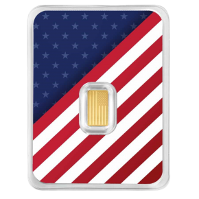 1/2 g Gold Bar – American Flag Design (.9999 Fine)