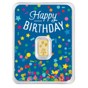 1/2 g Gold Bar – Happy Birthday Design (.9999 Fine)
