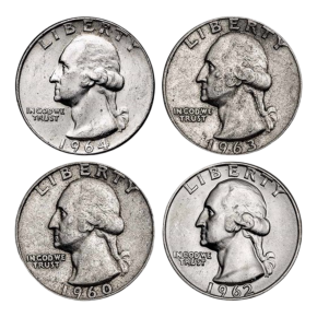 90% Silver Quarters – $1 Face Value (Avg Circulated)