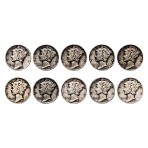 $1 Face Value 90% Mercury Dimes – Avg Circulated